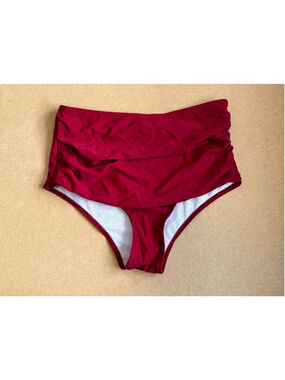 Women's sporlike Red High-Waisted Bikini Bottoms M